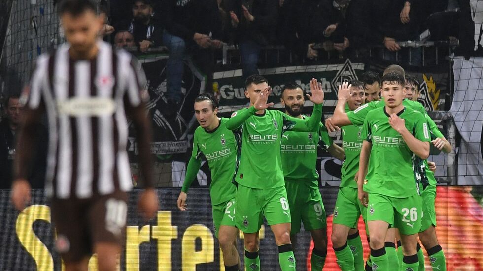 Durften endlich mal jubeln: Die Spieler von Borussia Mönchengladbach Durften endlich mal jubeln: Die Spieler von Borussia Mönchengladbach