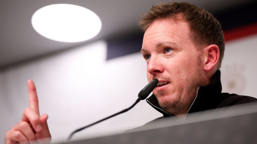 Julian Nagelsmann spricht nach dem 6:0 gegen die Slowakei. Julian Nagelsmann spricht nach dem 6:0 gegen die Slowakei.