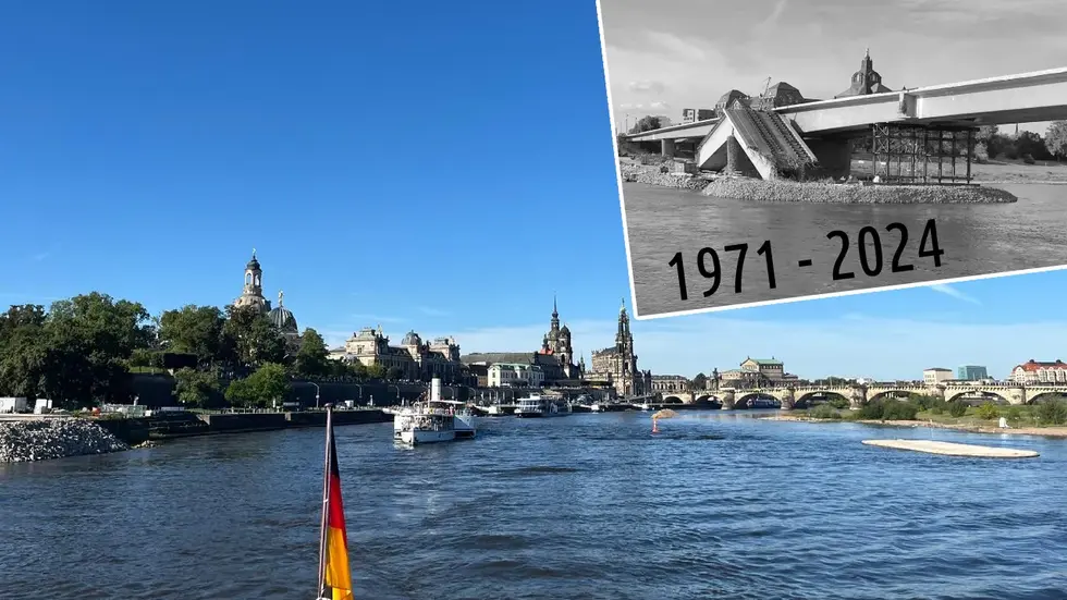 Links ein letzter Steinhaufen, rechts das Fundament des Pfeilers - das ist alles, was von der Brücke übrig blieb Links ein letzter Steinhaufen, rechts das Fundament des Pfeilers - das ist alles, was von der Brücke übrig blieb