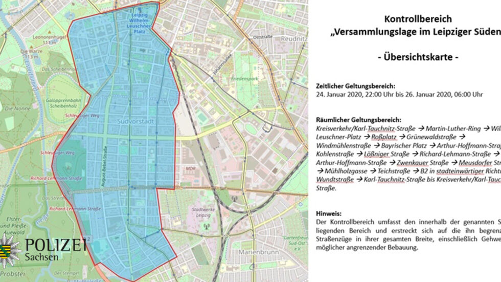 Kontrollbereich rund um die Demo