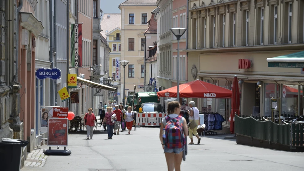 Einkaufsstraße in Zittau Einkaufsstraße in Zittau