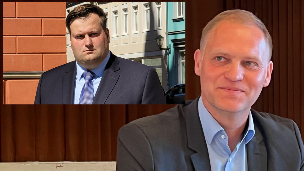 Alex Theile, gemeinsamer Kandidat von Linke, Grüne, SPD (li.) und AfD-Bewerber Frank Peschel (re.) Alex Theile, gemeinsamer Kandidat von Linke, Grüne, SPD (li.) und AfD-Bewerber Frank Peschel (re.)