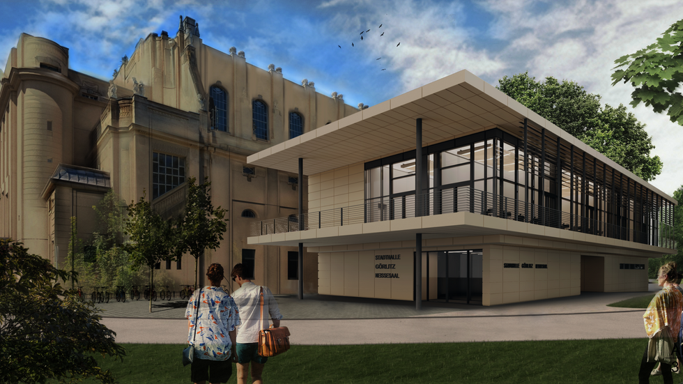 Dieser Farbentwurf für den Stadthallenanbau fand eine Mehrheit im Görlitzer Stadtrat.