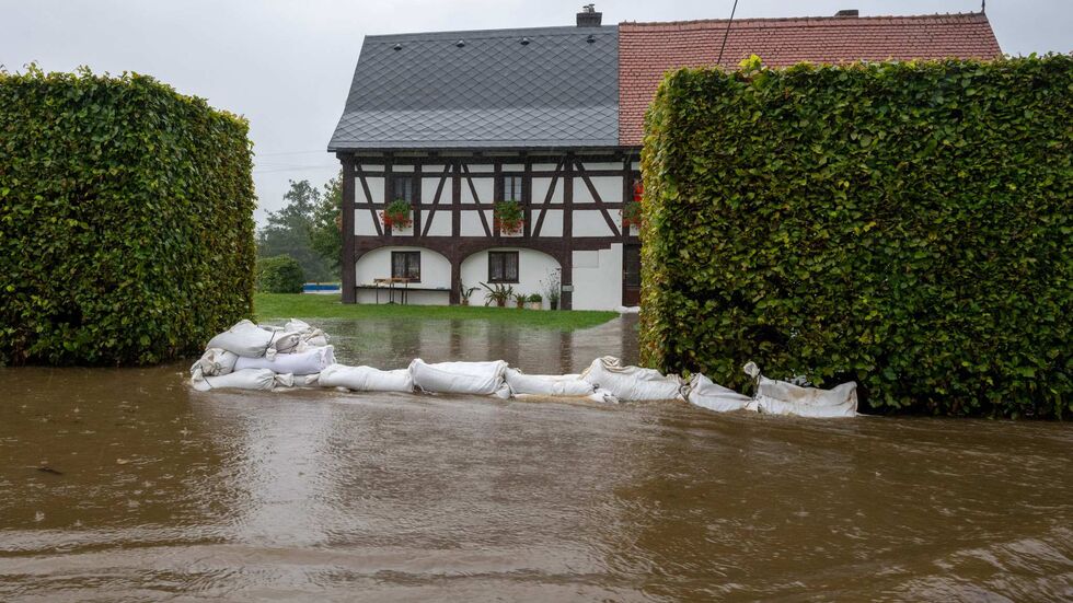 Überflutetes Grundstück in Grottau (Hradek nad Nisou) Überflutetes Grundstück in Grottau (Hradek nad Nisou)