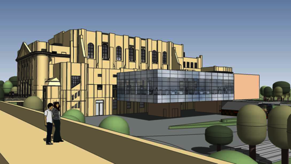 Modell mit gläsernem Anbau.