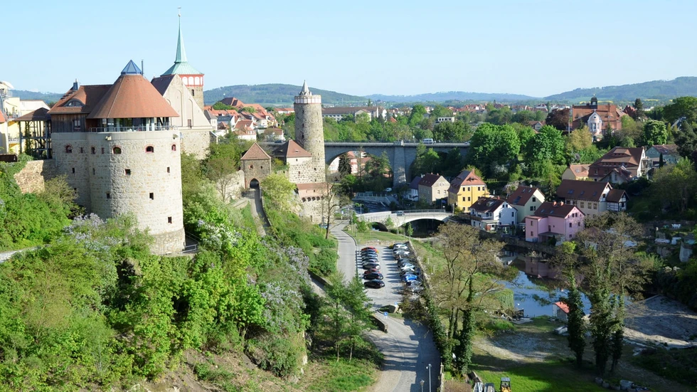 Bautzen. Im Hintergrund die Friedensbrücke