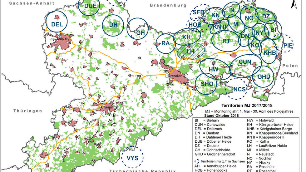 Karte: Kontaktbüro "Wölfe in Sachsen"